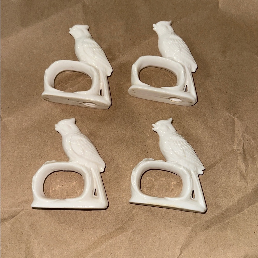 Vintage ARDALT FIGURAL Porcelain BIRD Napkin Rings Lot Of 4